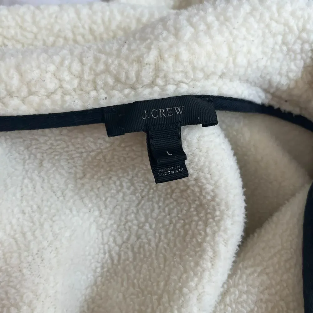 J. Crew White Sherpa Half Zip Sweatshirt Size Large